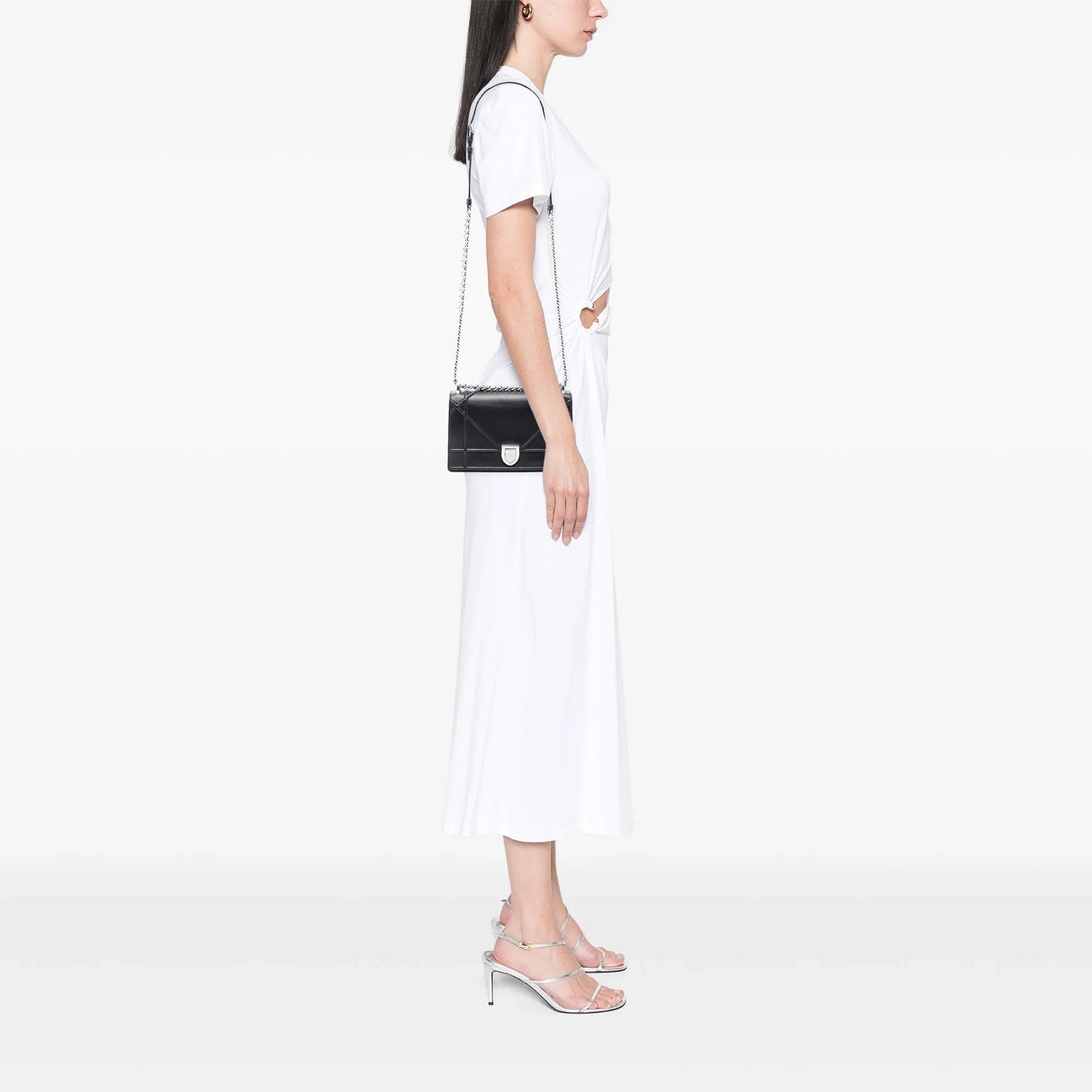 Black Dior Small Lambskin Diorama Flap Crossbody Bag