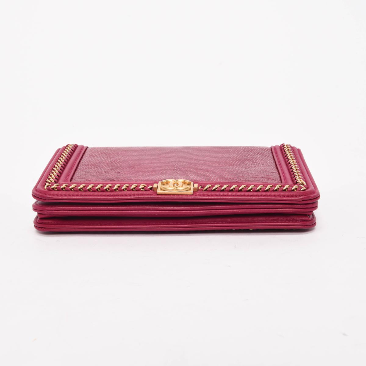 Chanel Magenta Lizard & Lambskin Chain Around Boy WOC Crossbody