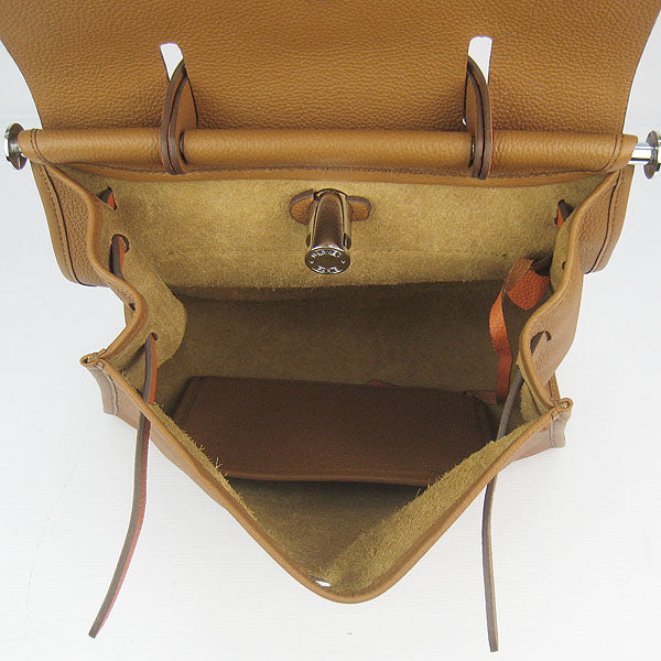 Luxury Hermes Herbag 60667 2way Cow Leather Coffee