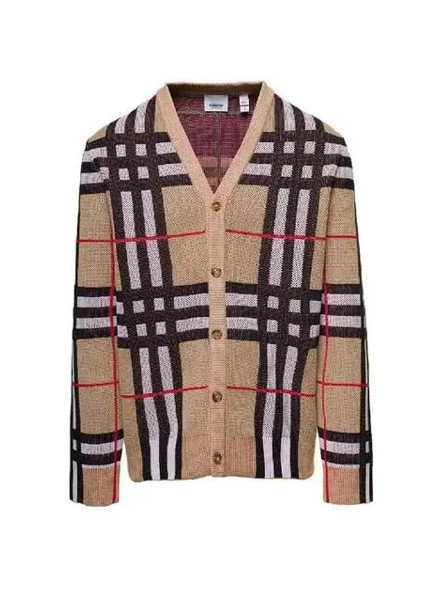 Luxury Burberry Check Technical Cotton Blend Cardigan Archive Beige