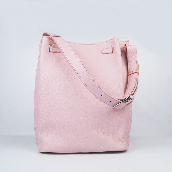Luxury Hermes Nappa Leather Shoulder Bag H2804 pink Silver
