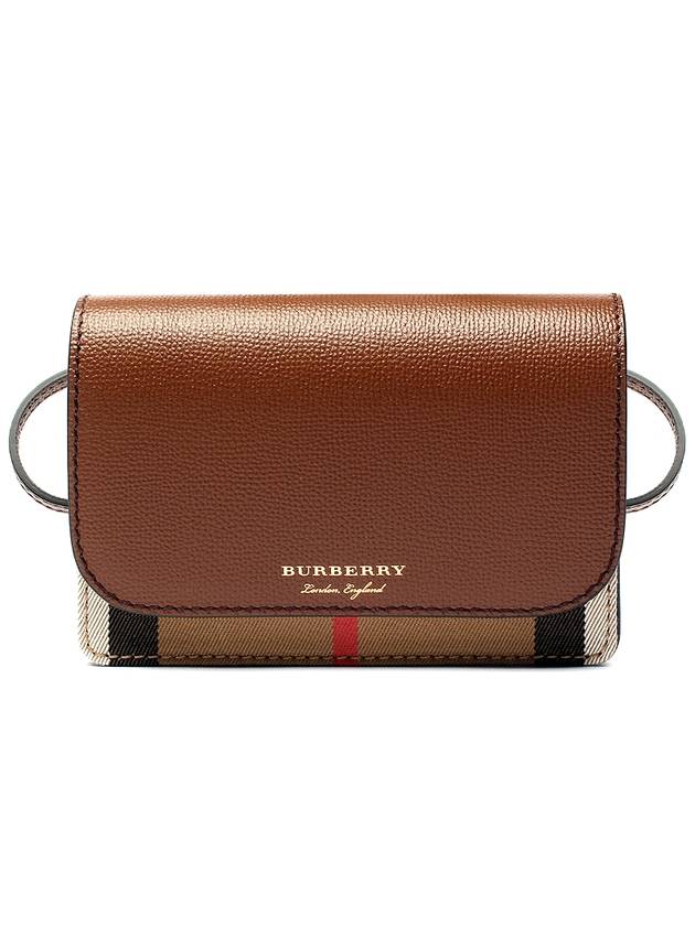 Luxury Burberry Hampshire House Check Crossbody Bag Tan Brown