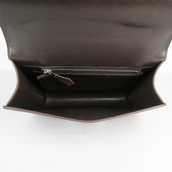 Luxury Hermes Constance Cowskin Leather Bag H017 dark coffee silver