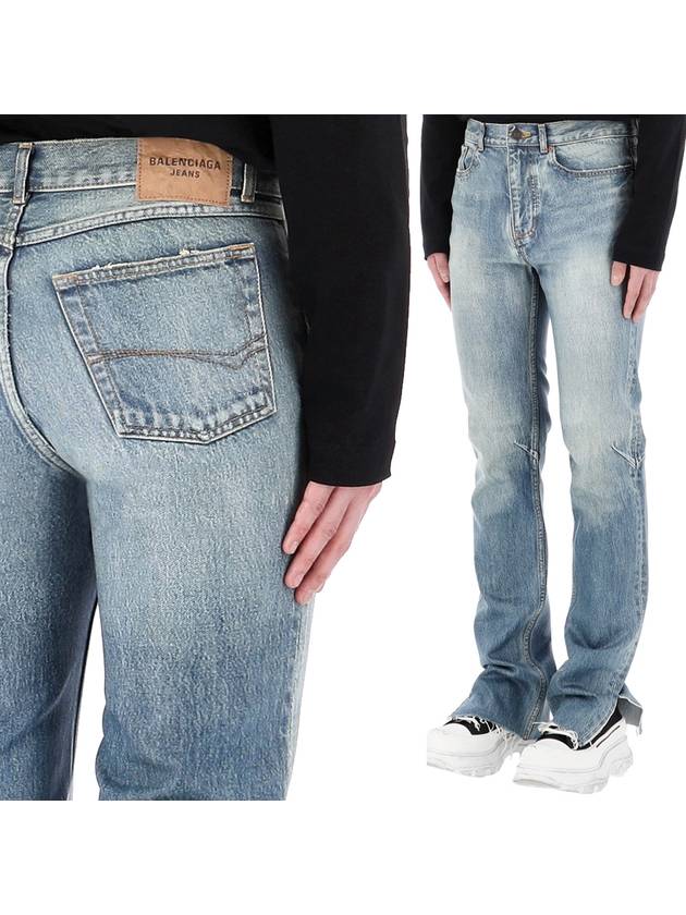 Luxury Balenciaga Trending 2026 Super Fit Washed Denim Jeans Blue