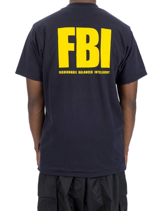 Luxury Balenciaga Trending 2026 FBI Print Reversible Short Sleeve T-Shirt Navy