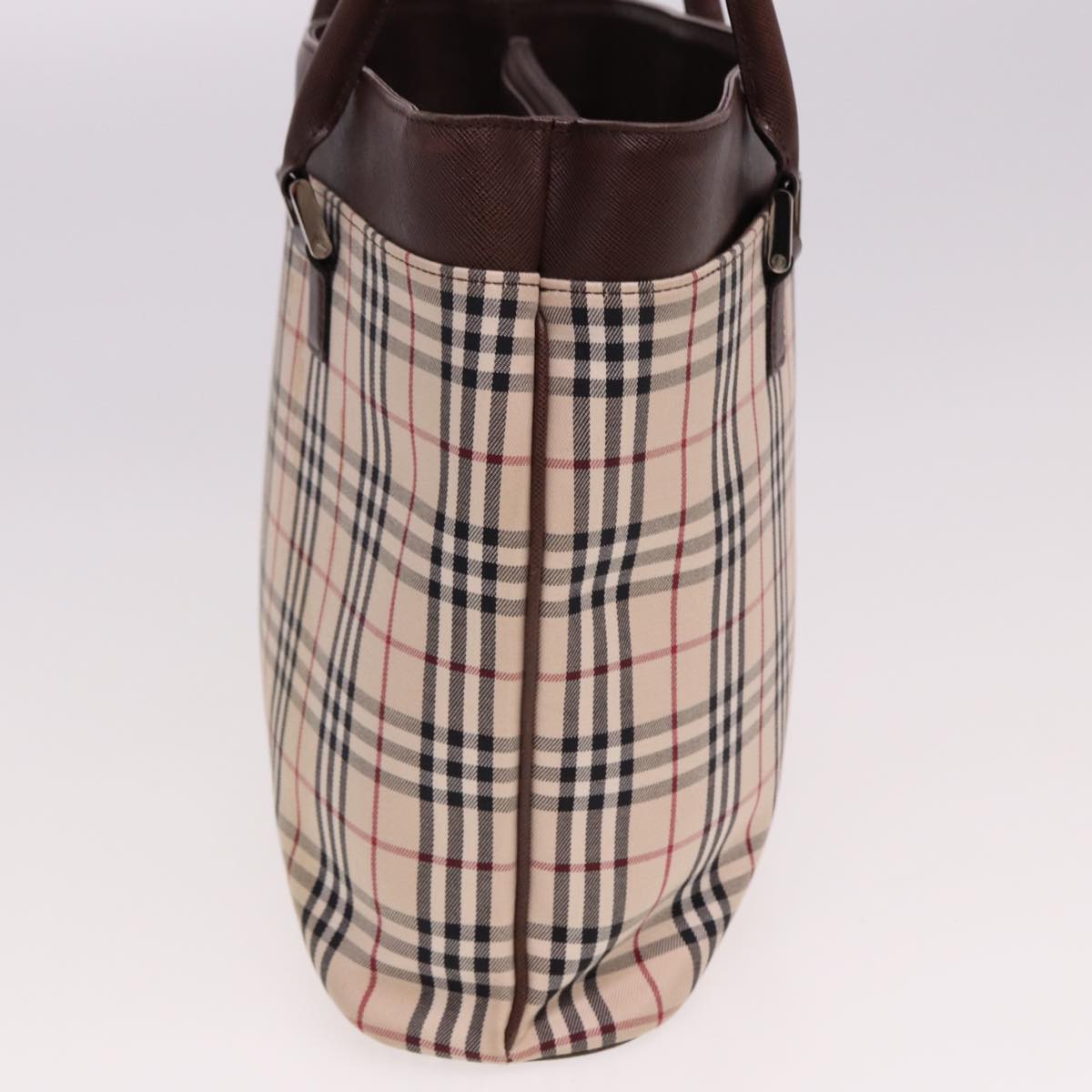 Luxury Burberry Nova Check Tote Bag Canvas Beige Auth ac3071