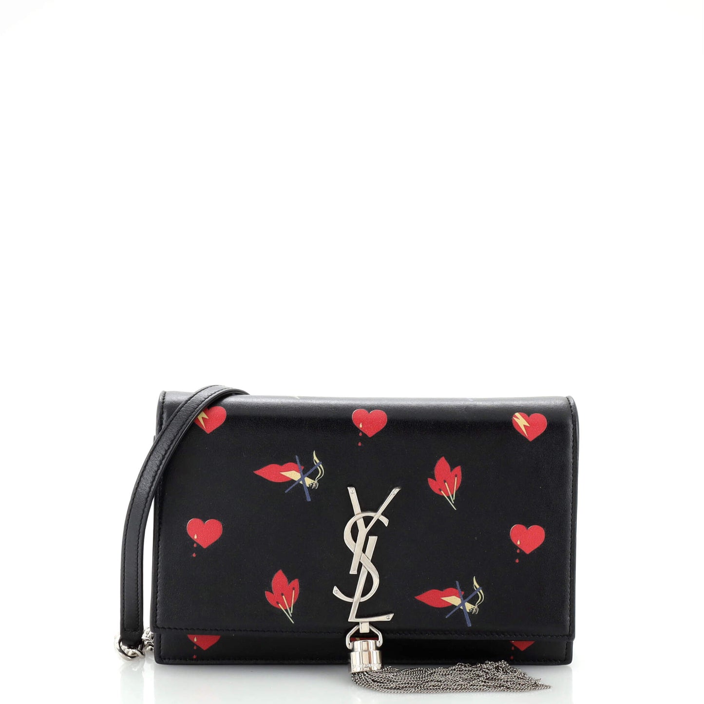 Luxury Saint Laurent Trending 2025 Classic Monogram Tassel Chain Wallet Printed Leather