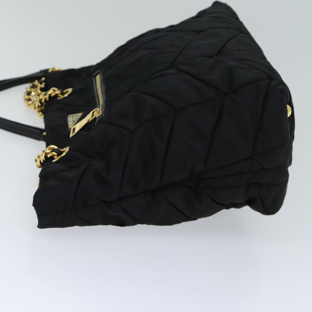 PRADA Quilted Chain Shoulder Bag Nylon Black Auth am6356