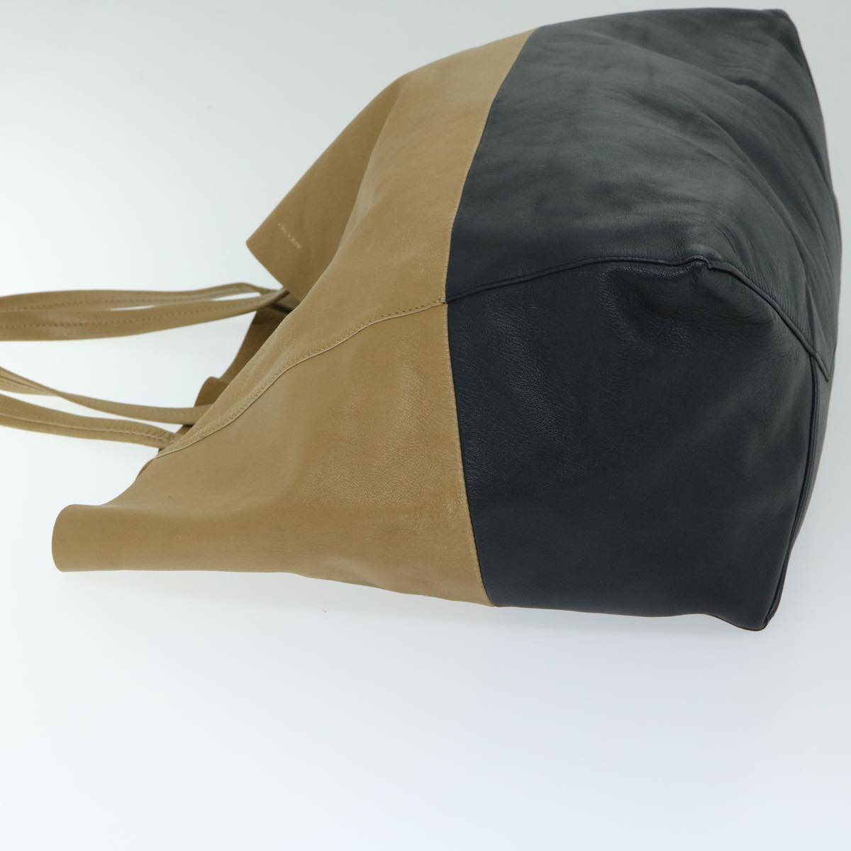 Luxury CELINE Horizontal Cabas Tote Bag Leather Beige Black ar11566