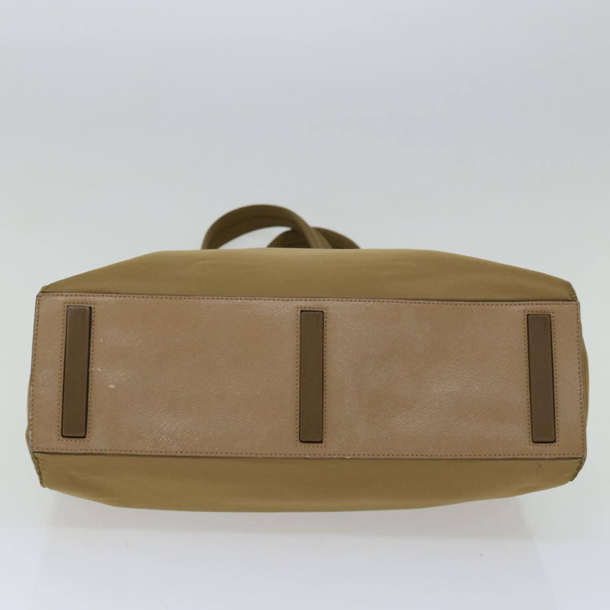 PRADA Hand Bag Nylon Beige Auth ar11574B
