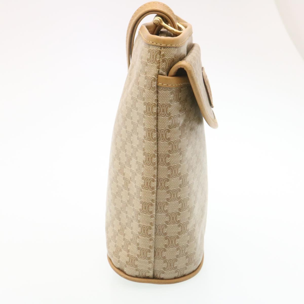 Luxury CELINE Macadam Canvas Pouch PVC Leather Beige ar6336