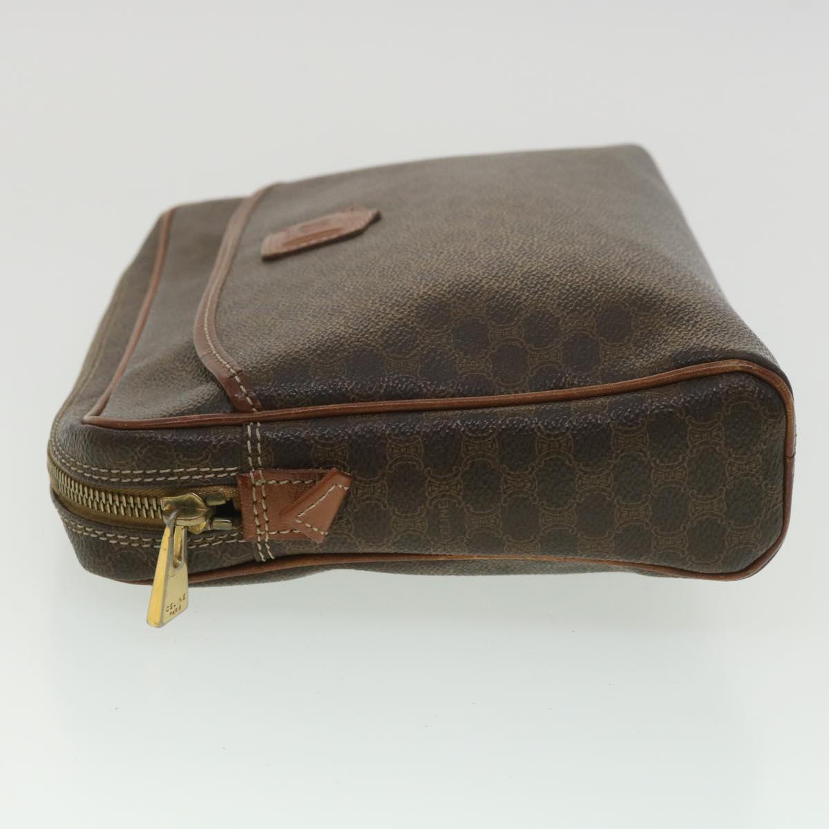 Luxury CELINE Macadam Canvas Clutch Bag PVC Leather Brown ar8568