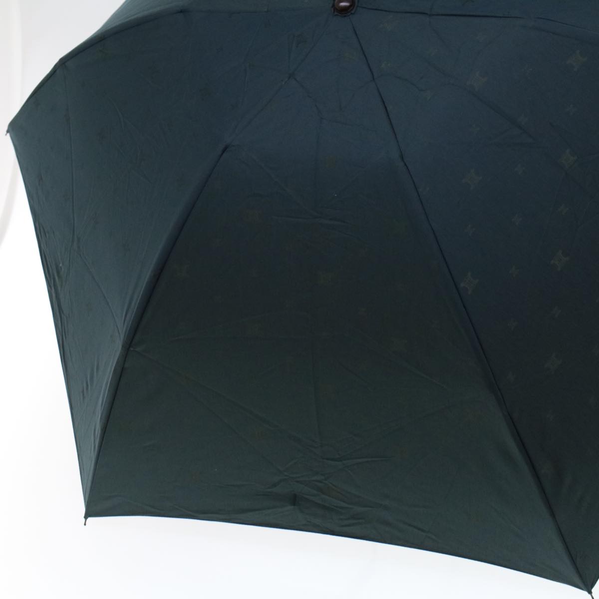 Luxury CELINE Macadam Canvas Folding Umbrella Nylon Green Brown ar9574
