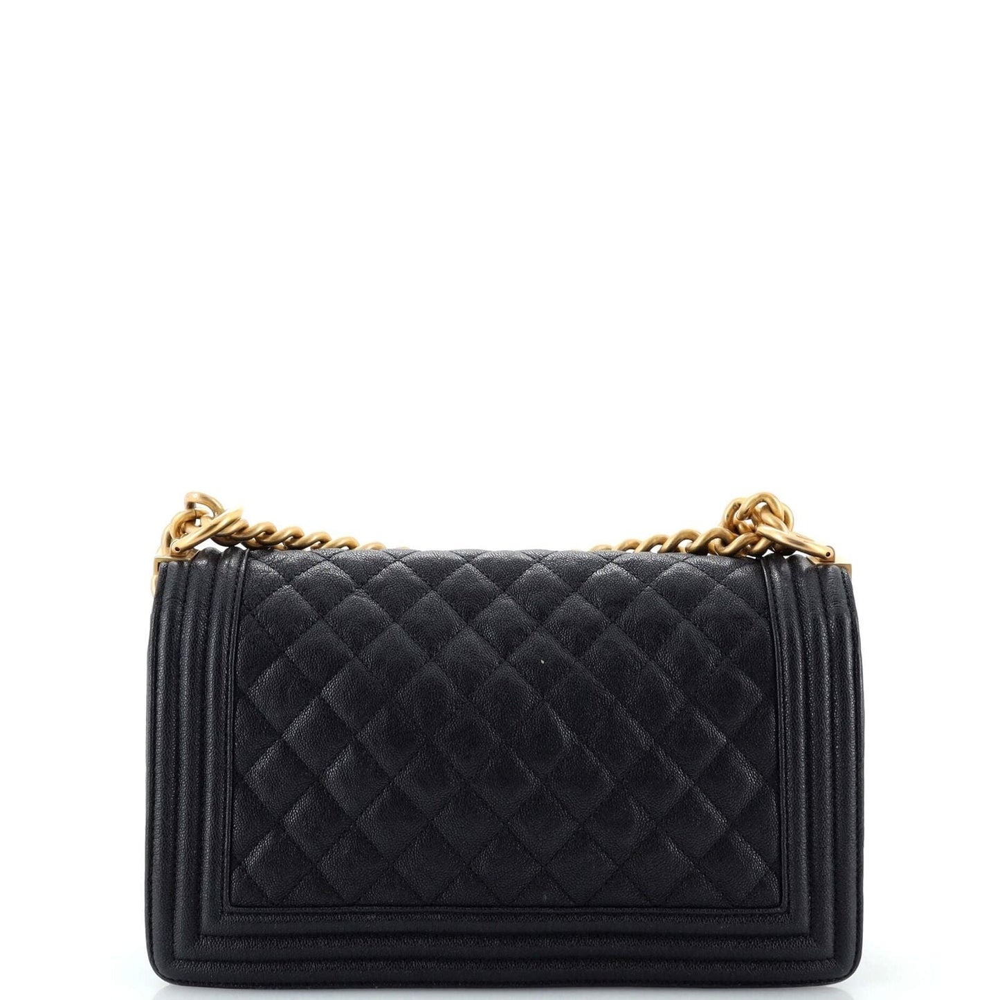 Chanel Boy Flap Bag Quilted Caviar Old