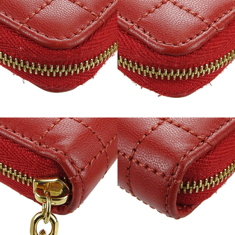 CELINE Card Case 10B663BFL leather Red C charm Women