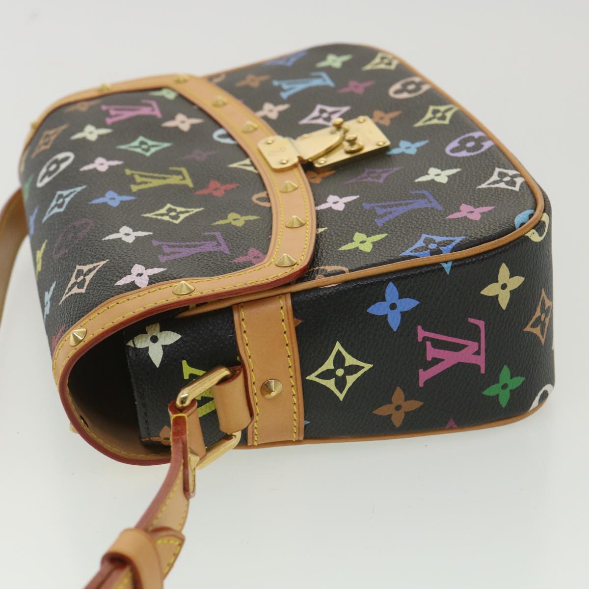 LOUIS VUITTON Monogram Multicolor Sologne Shoulder Bag Black M92639 Auth B067A