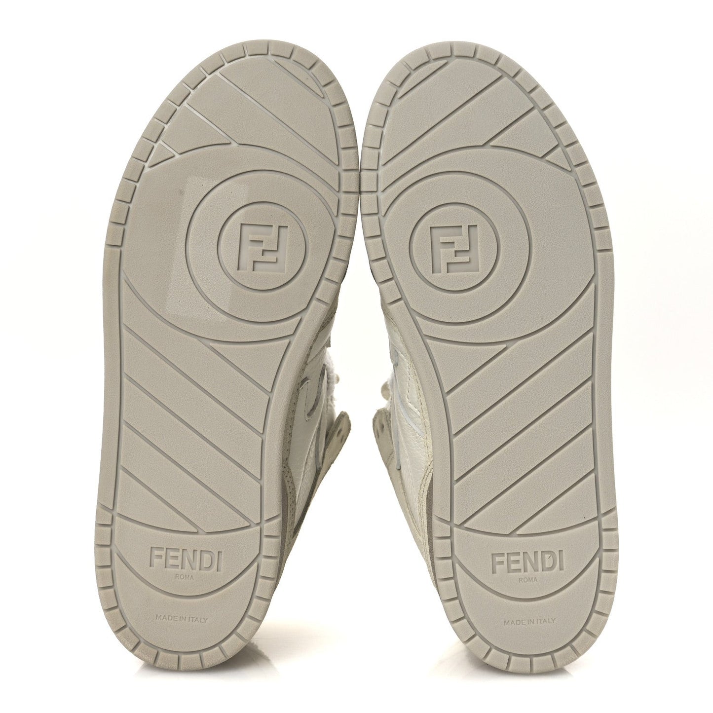 Fendi Suede Vitello Match High Top Sneakers 37 Ice White Ice Fendi White