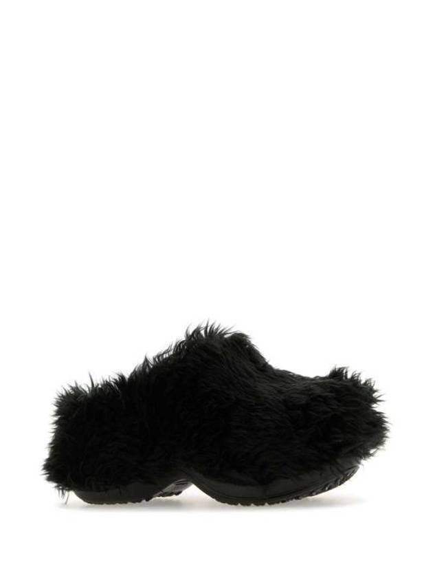Luxury Balenciaga Trending 2026 Fake Fur Mule Black
