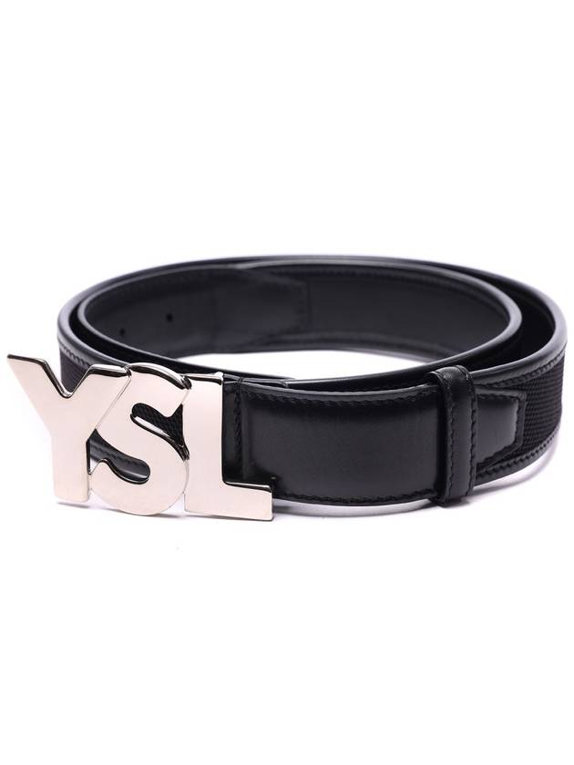 Luxury Saint Laurent Trending 2025 Men's YSL Logo Leather Belt Black