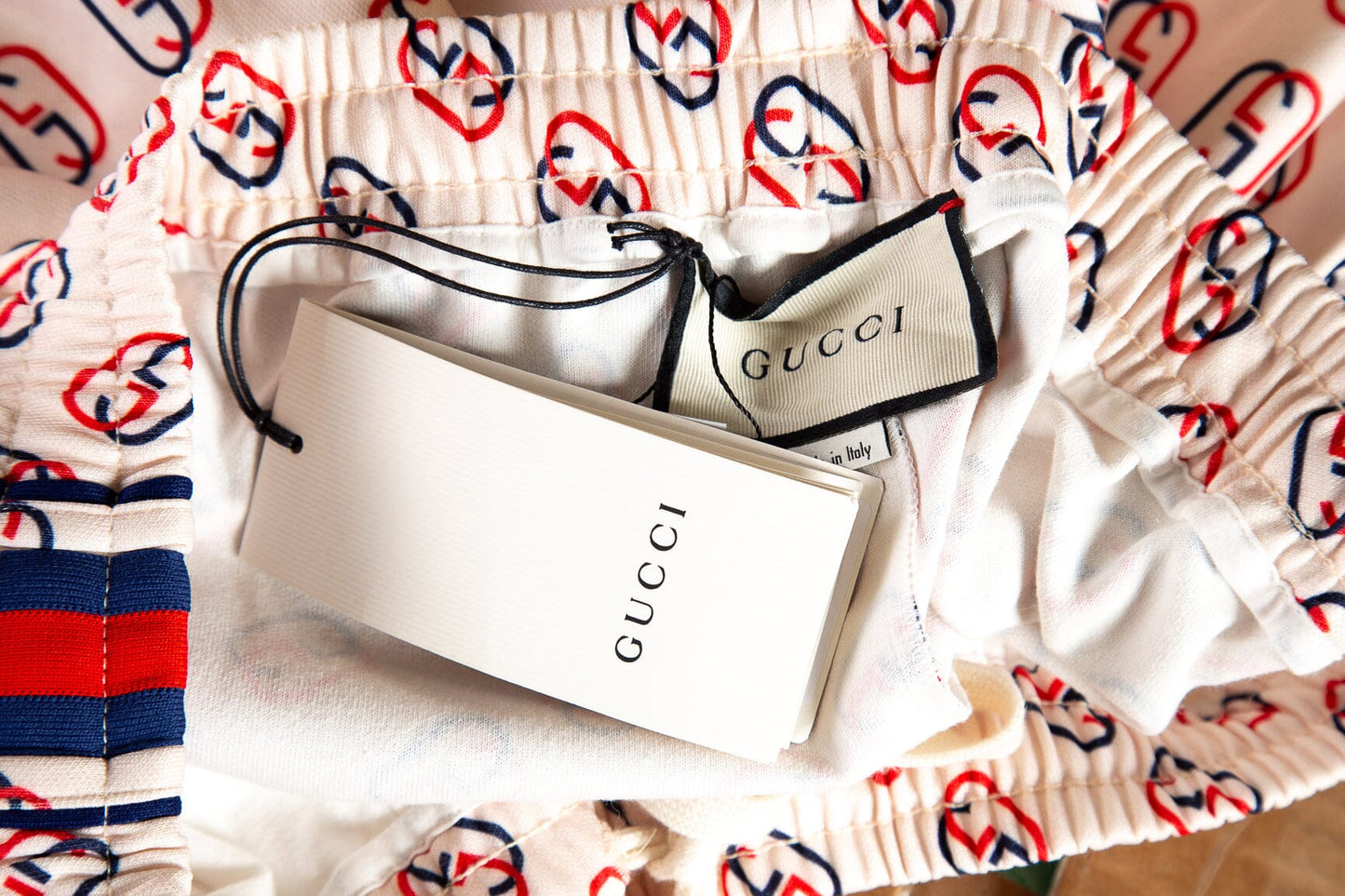 Gucci Cream Interlocking Red and Blue GG's Joggers SZ L