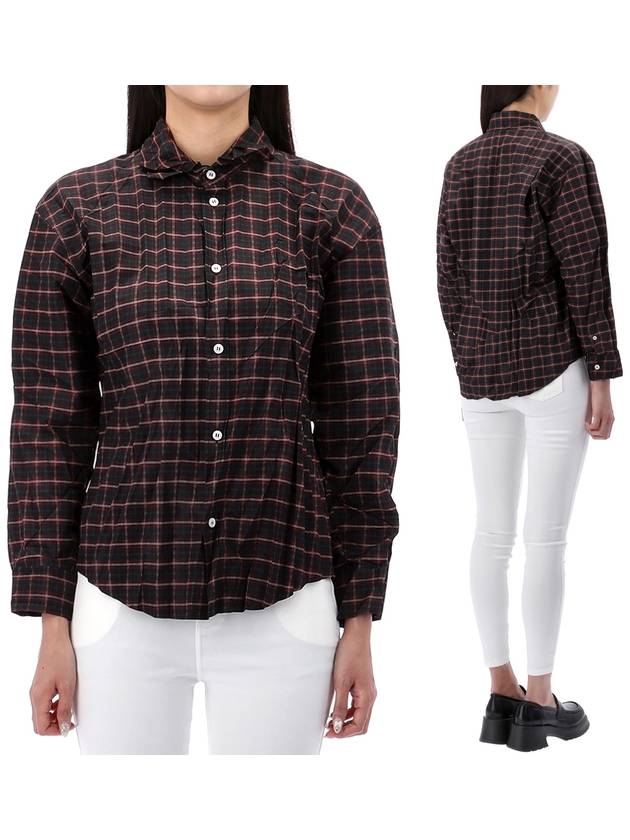 Luxury Balenciaga Trending 2026 Check Pleated Long Sleeve Shirt
