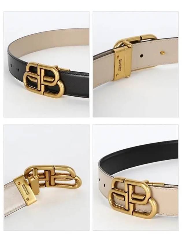 Luxury Balenciaga Trending 2026 BB Logo Double-Sided Belt Black
