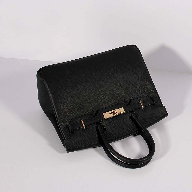 Luxury Hermes 30cm Birkin Bag Togo Leather with Strap Black Gold