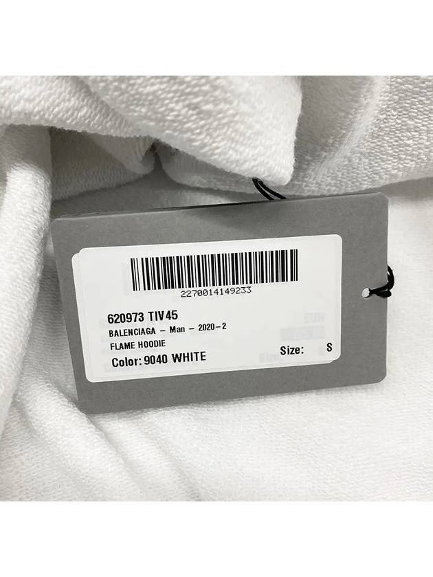 Luxury Balenciaga Trending 2026 Embroidered Flame Logo Hoodie White