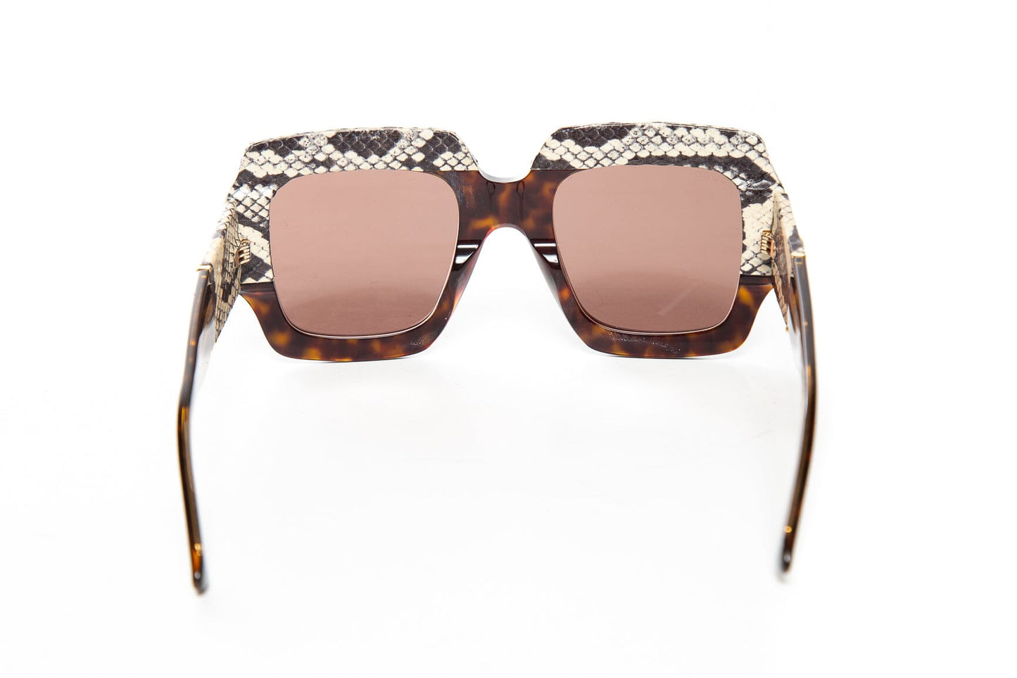 Gucci Tortoise with Python Detail Square Sunglasses