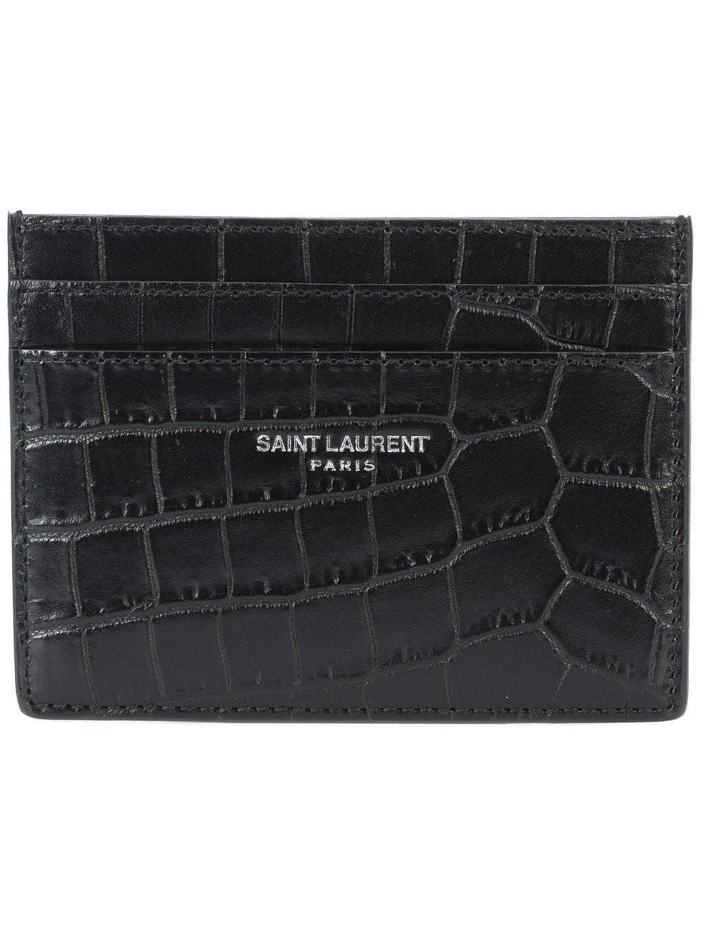 Luxury Saint Laurent Trending 2025 Men's Animal Print Logo Cardholder in Nero | 375946DZE0E1000