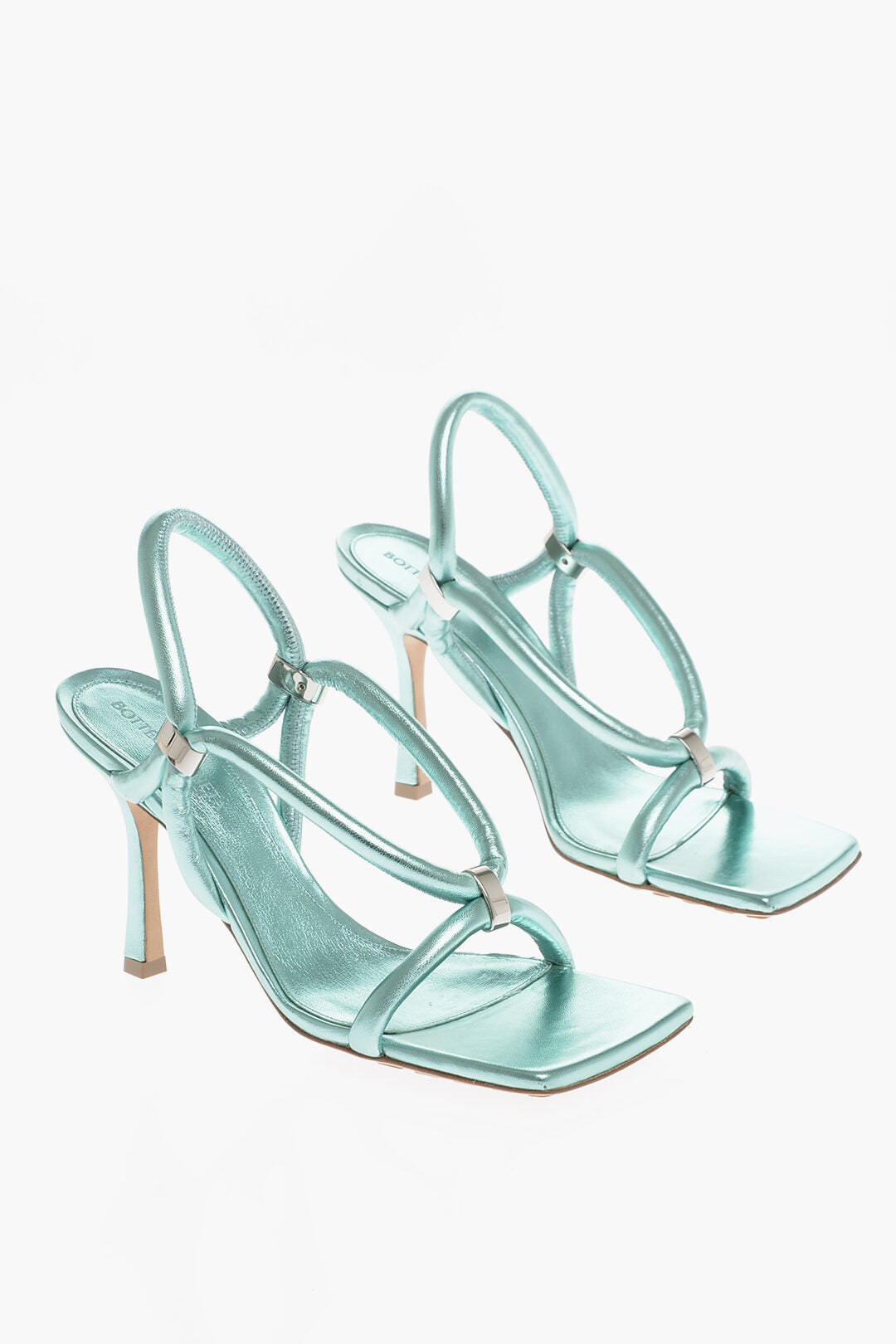 Luxury Bottega Veneta Leather Sandals Metallic Effect 9 Cm