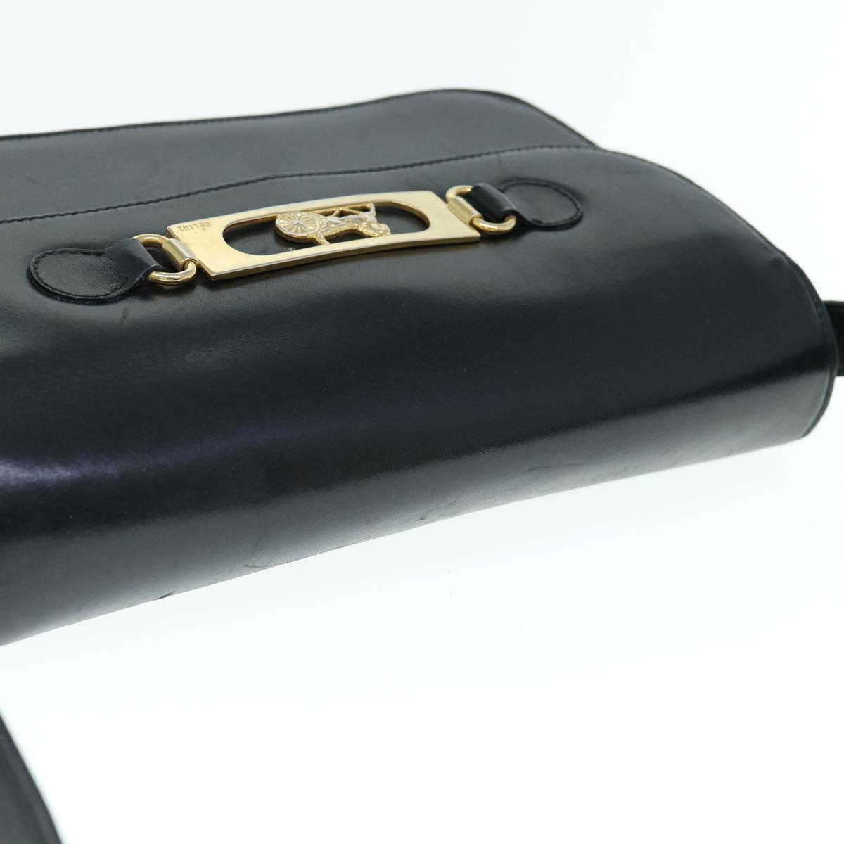 Luxury CELINE Shoulder Bag Leather Black 11462