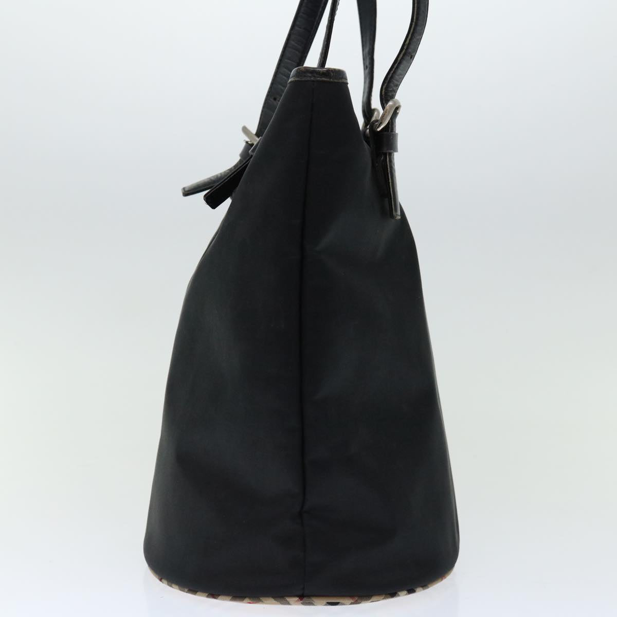 Luxury BurberrySs Nova Check Blue Label Shoulder Bag Nylon Beige Black Auth bs12222