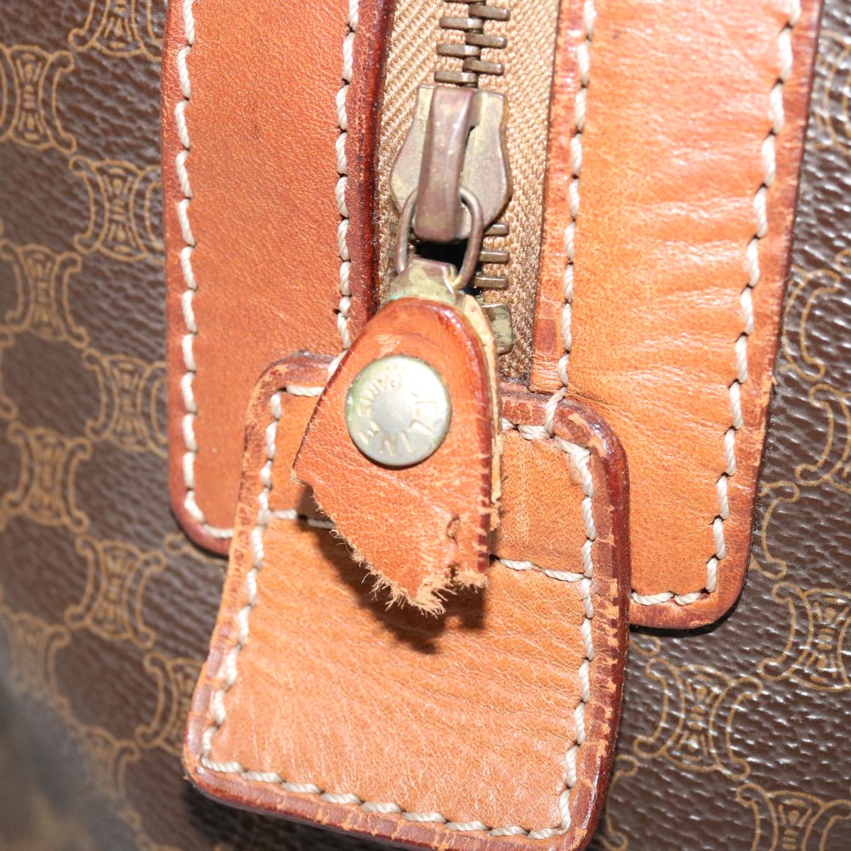 Luxury CELINE Macadam Canvas Boston Bag PVC Brown 12321
