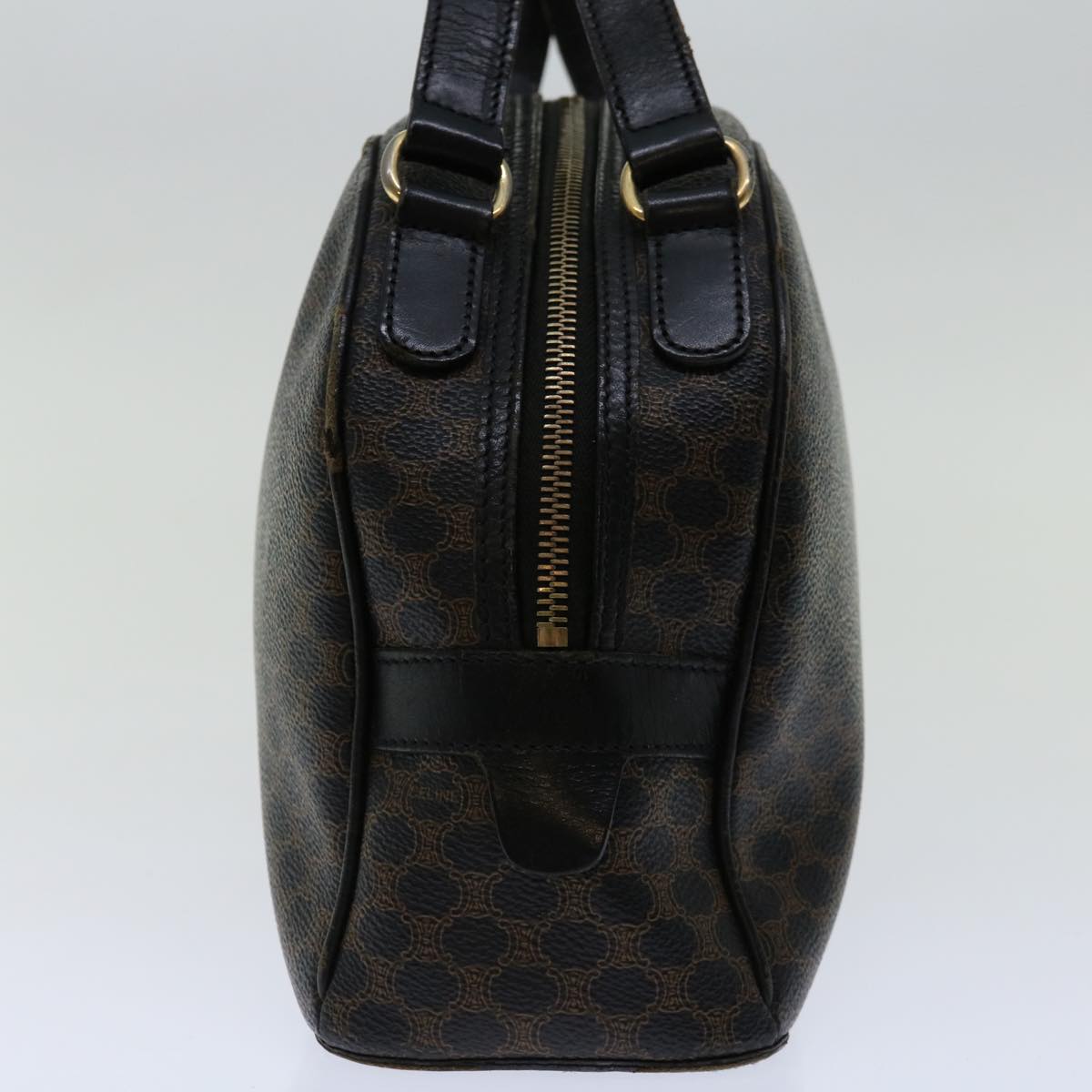 Luxury CELINE Macadam Canvas Hand Bag PVC Brown Black 12763