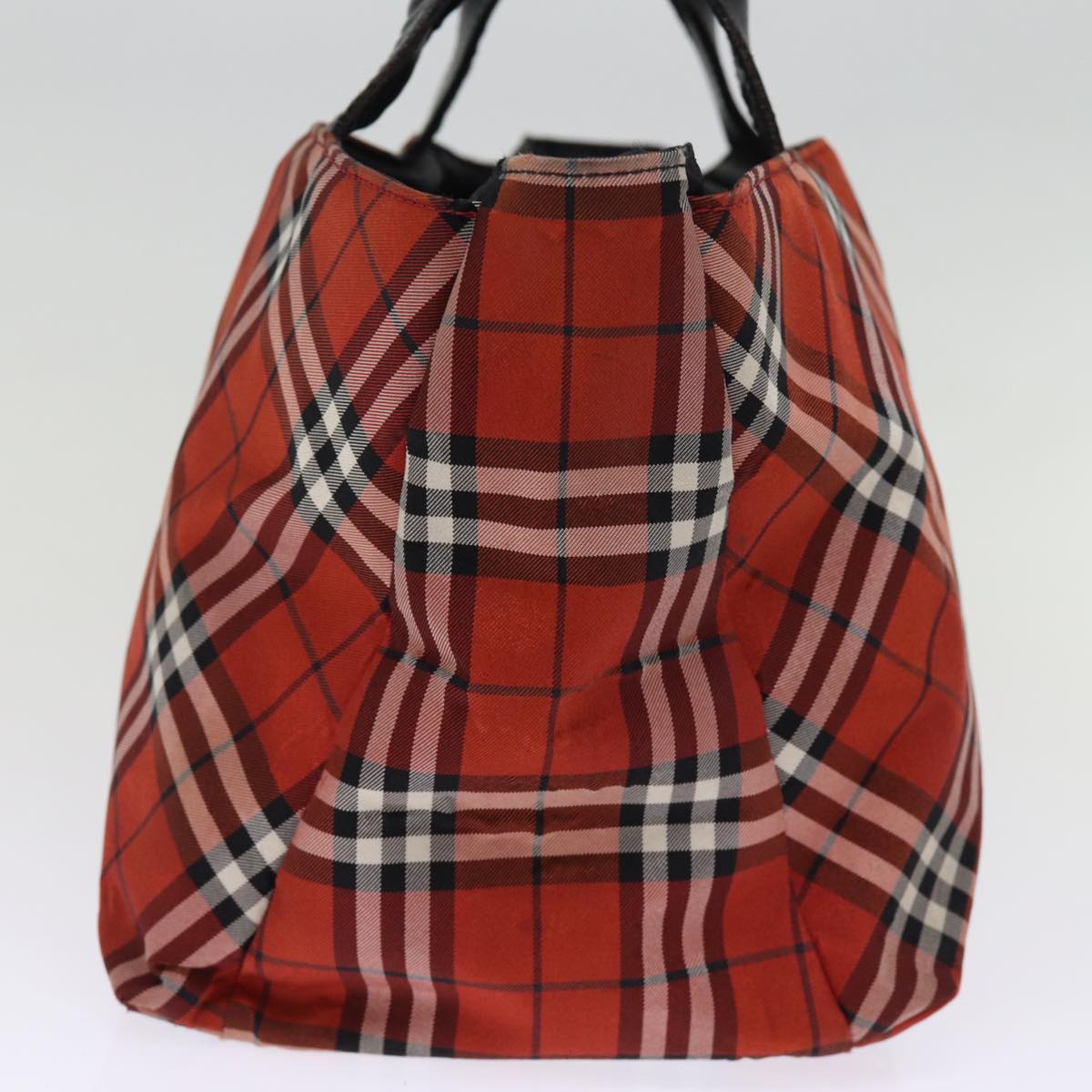 Luxury Burberry Nova Check Hand Bag Nylon Red Auth bs14384
