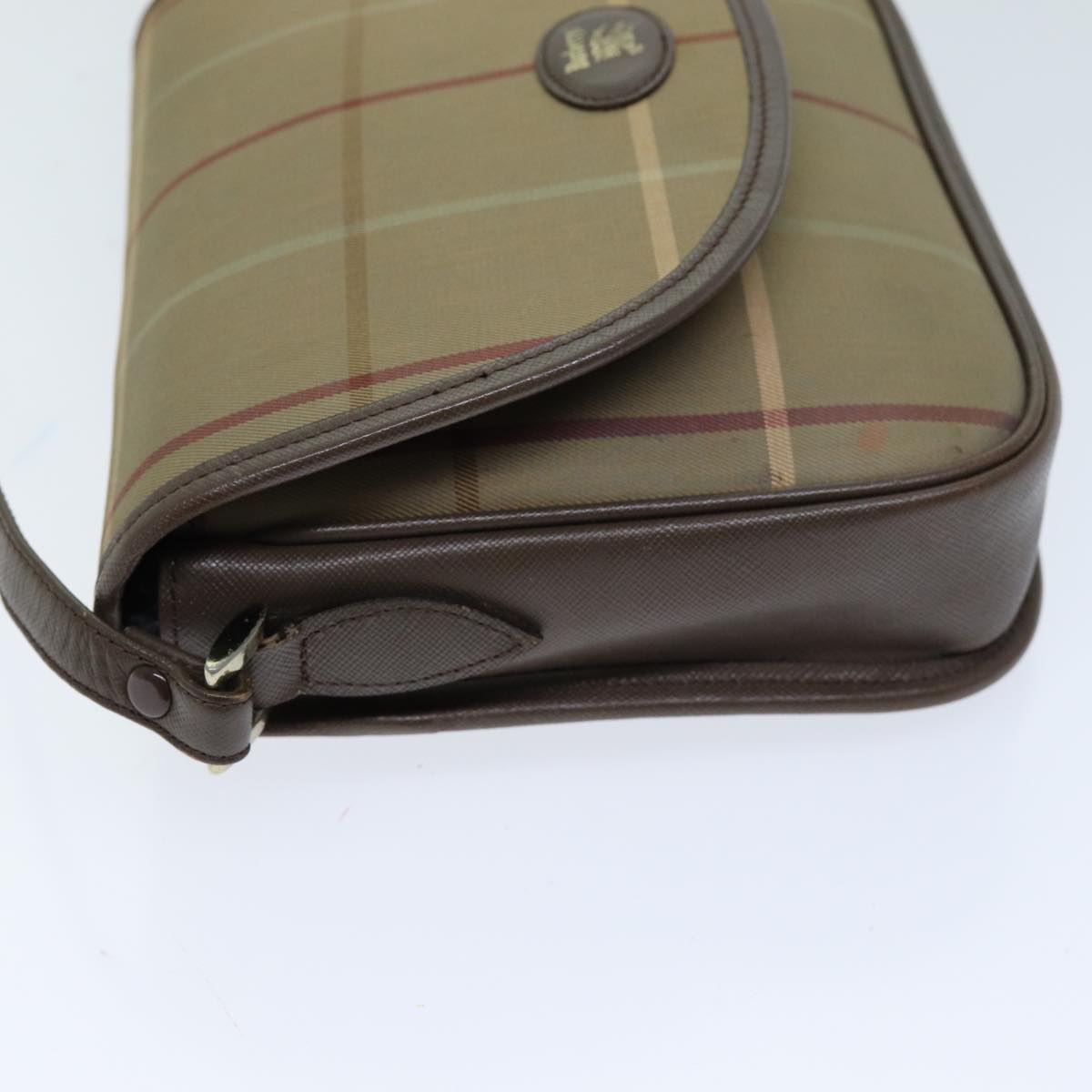 Luxury BurberrySs Nova Check Shoulder Bag Canvas Beige Auth bs14432