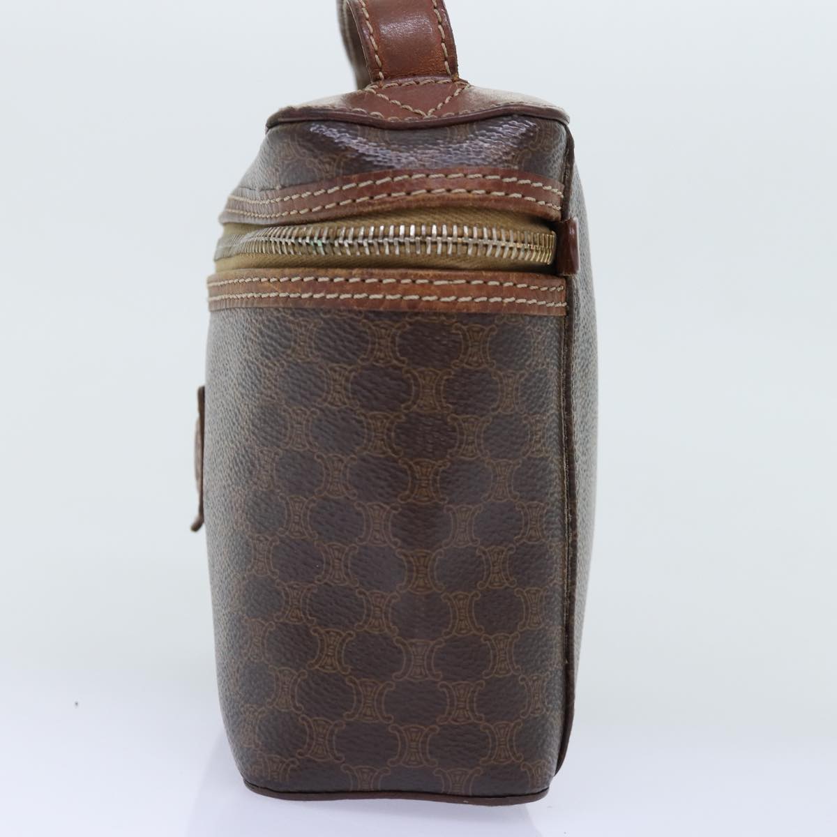 Luxury CELINE Macadam Canvas Vany Hand Bag PVC Brown 14476