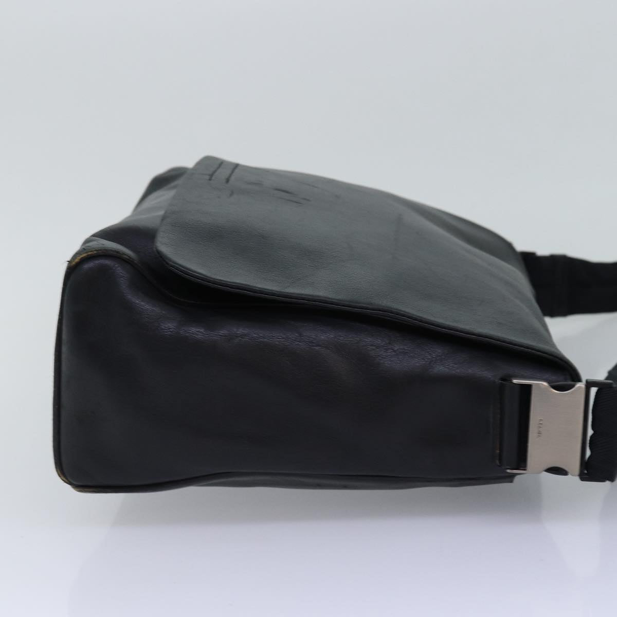 PRADA Shoulder Bag Leather Black Auth bs14610