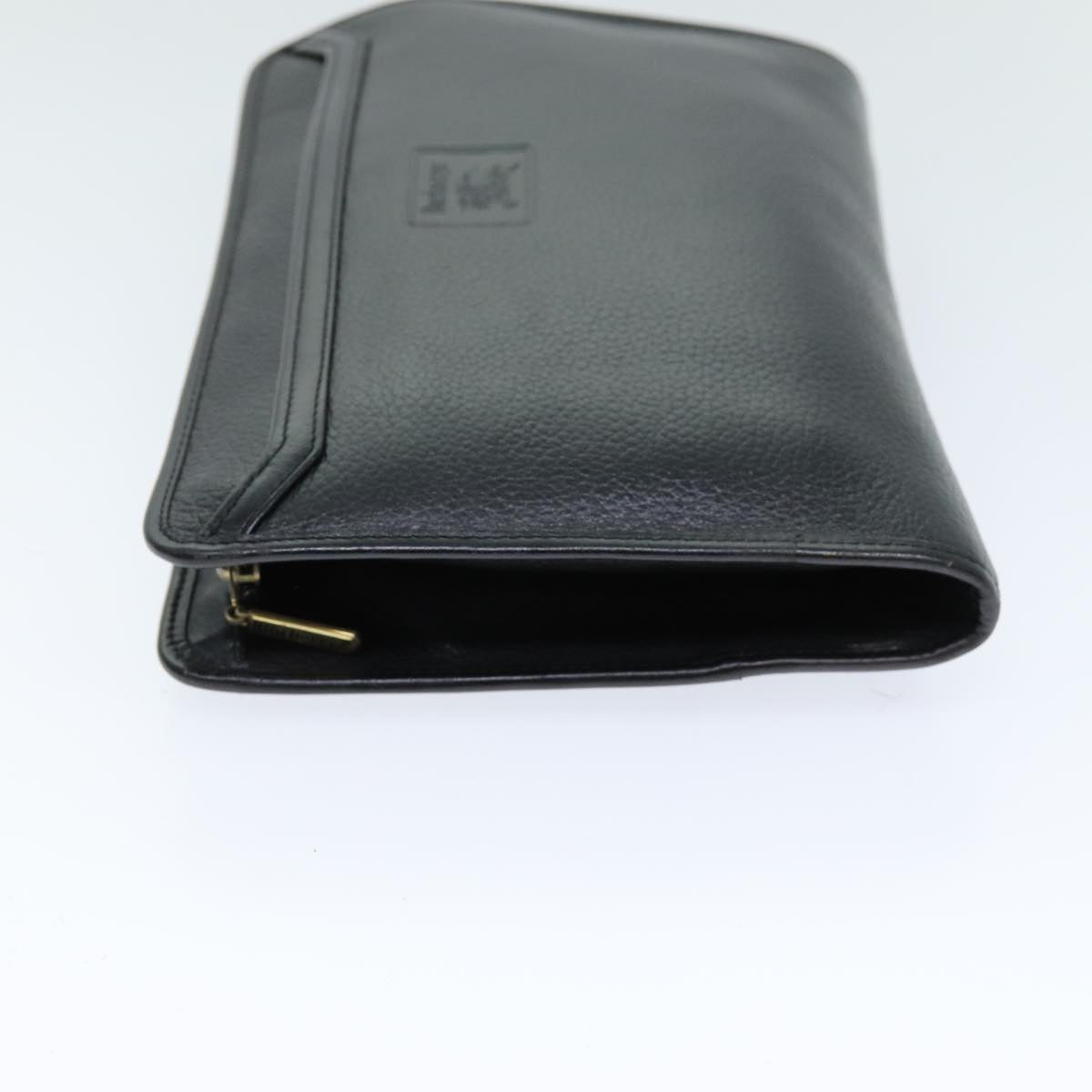 Luxury BurberrySs Clutch Bag Leather Black Auth bs14646