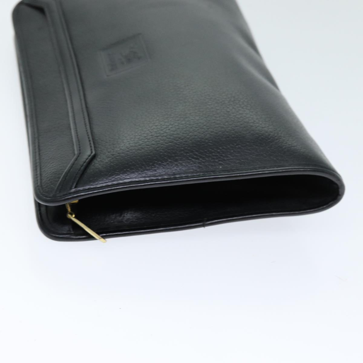 Luxury BurberrySs Clutch Bag Leather Black Auth bs14647