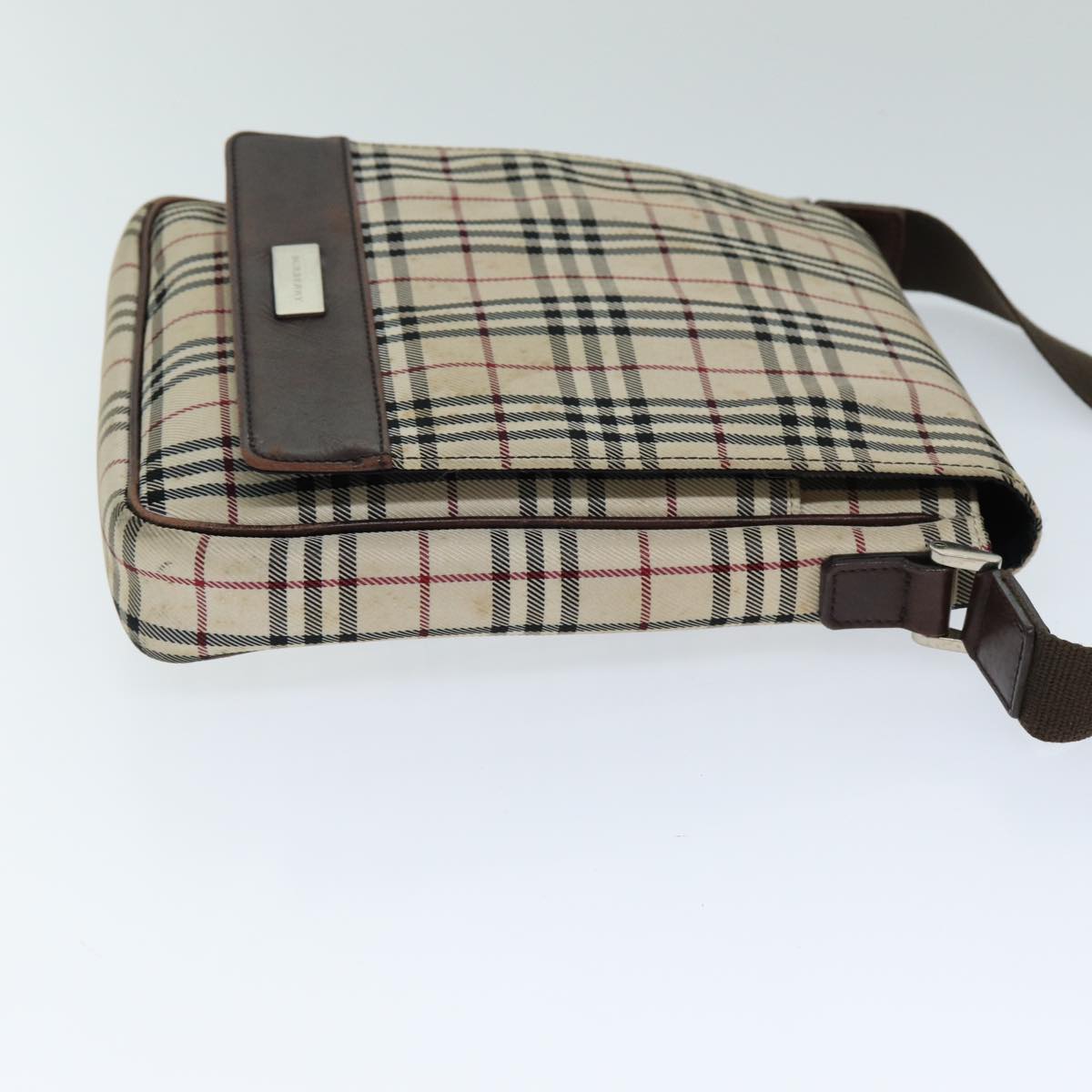 Luxury Burberry Nova Check Shoulder Bag Canvas Beige Auth bs14883