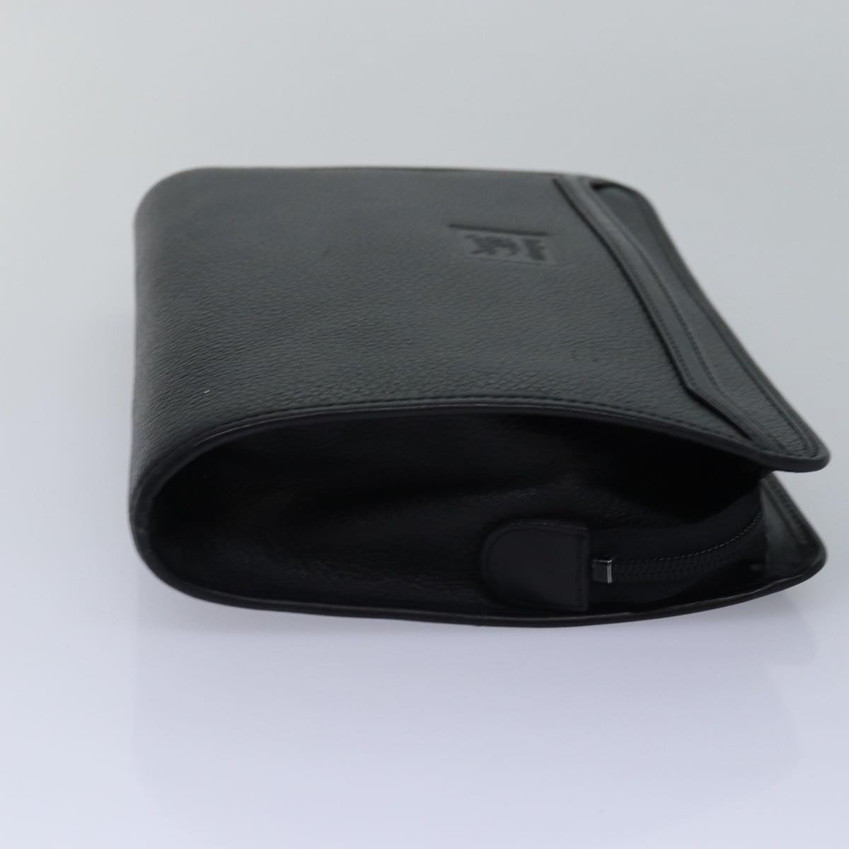 Luxury BurberrySs Clutch Bag Leather Black Auth bs15137