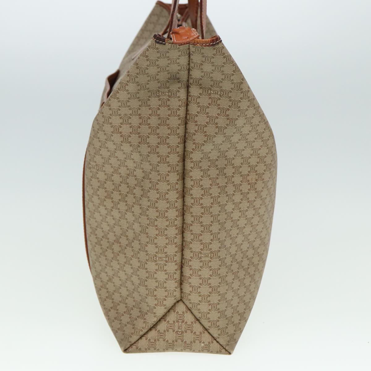 Luxury CELINE Macadam Canvas Tote Bag Leather Beige Brown 15313