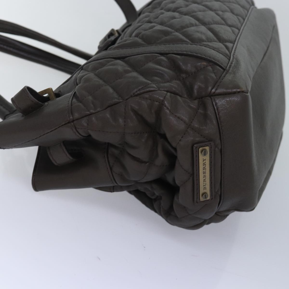 Luxury Burberry Tote Bag Leather Brown Auth bs16404