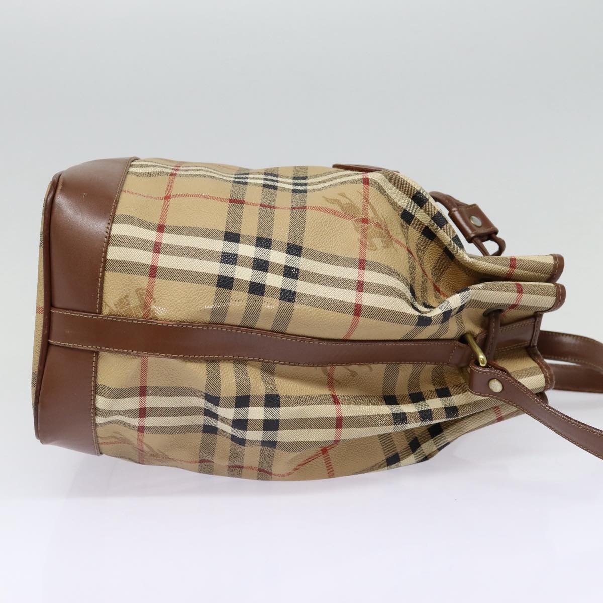 Luxury BurberrySs Nova Check Shoulder Bag PVC Beige Auth bs17637