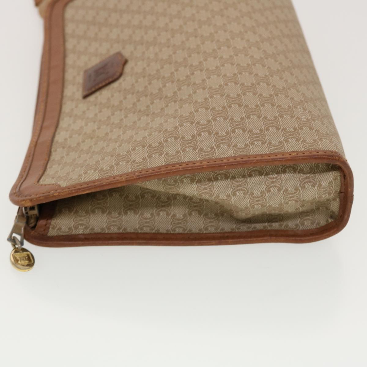 Luxury CELINE Macadam Canvas Clutch Bag PVC Leather Beige 5212