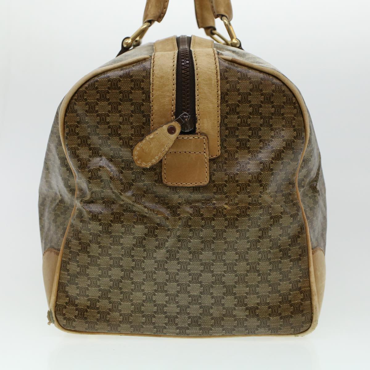 Luxury CELINE Macadam Canvas Boston Bag Beige 5458
