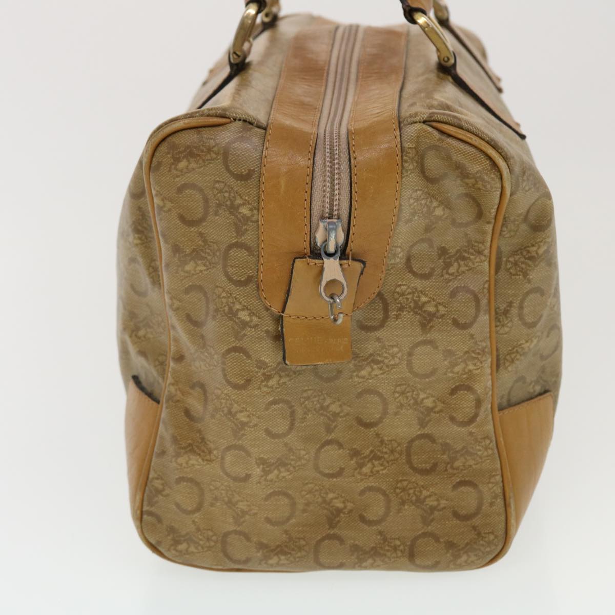 Luxury CELINE C Macadam Canvas Boston Bag Brown 5755