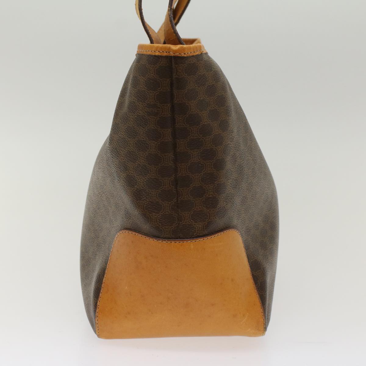 Luxury CELINE Macadam Canvas Shoulder Bag PVC Leather Brown 7113
